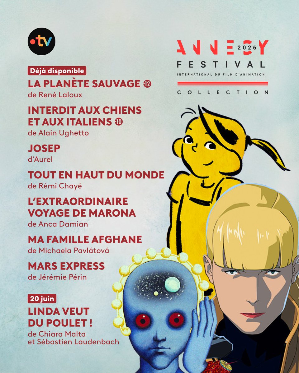 francetvcinema's tweet photo. Une collection mémorable pour le plus beau des festivaux ! 🐇

À l'occasion du 50ème Festival du film d'animation d'Annecy, qui débute ce 21 juin, découvrez une sélection de films d'animation pour tous les âges, venus du monde entier, gratuitement, sur la plateforme @FranceTV. https://t.co/9wlg3cTs87