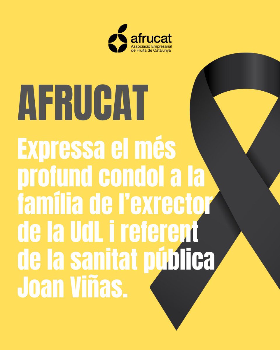 Afrucat's tweet photo. Des d'Afrucat volem expressar el més profund condol a la família de l’exrector
de la UdL i referent de la sanitat pública Joan Viñas. https://t.co/koqK2ByKk9