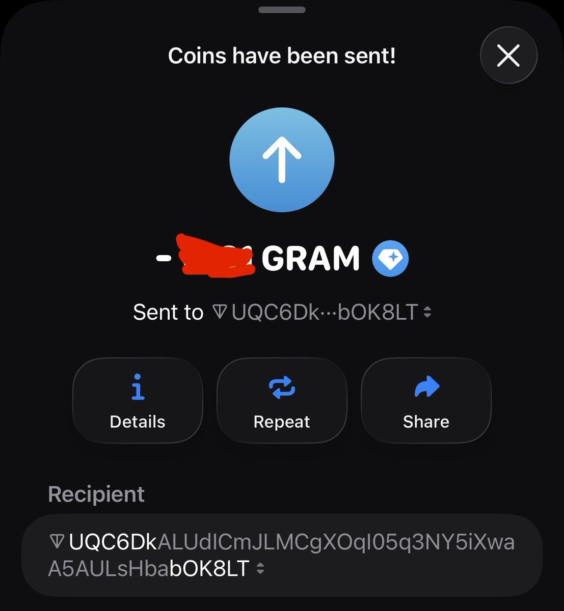 crypto_crores's tweet photo. Congratulations bro i have sent you some GRAM.

Who's next? https://t.co/4iubaQzn2w
