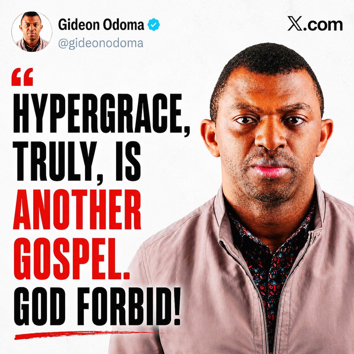 Preacherrapper's tweet photo. Your fight against Hypergrace is demonic!!
@gideonodoma 

Legalism is self-inflated and demonic!!

Again, HYPERGRACE is Abundant Grace, amazing Grace, super abounding grace, scandalous grace, excessive limitless, beyond requirement grace.

This is the grace that saves!!

“Moreover the law entered, that the offence might abound. But where sin abounded, grace did much more abound:”
Romans 5:20 KJV

God’s grace overwhelms sin, so much it saves us while we were sinners and keeps us now as saints through righteousness and eternal life.

“that as sin hath reigned unto death, even so might grace reign through righteousness unto eternal life by Jesus Christ our Lord.”
Romans 5:21 KJV

This overwhelming grace keeps us in God that we may do God’s will!

“In whom ye also trusted, after that ye heard the word of truth, the gospel of your salvation: in whom also after that ye believed, ye were sealed with that holy Spirit of promise, which is the earnest of our inheritance until the redemption of the purchased possession, unto the praise of his glory.”
Ephesians 1:13-14 KJV

Sealed in God! 

Protected from eternal loss!

Kept intact and delivered from eternal corruption by God’s Spirit who also causes us to do His will!

“For sin shall not have dominion over you: for ye are not under the law, but under grace.”
Romans 6:14 KJV

By thesame abiding grace, we do God’s will and live for Him despite the realities of sins or temptations, God’s abiding presence is at work in us both to will and to do His good pleasures.

If not for God’s super abounding grace that has given us eternal life and keeps us in God, how can we bear godly fruits or how can we walk in the Spirit if the Spirit has left us when we sin?

His super abounding grace makes Him suffer long with us, walk with us in patience, walk with us in correction and supplying strength to our weaknesses that we may stand perfect in His will!

Without Hypergrace, we are nothing, we have no heaven to go for our works are never enough, only Jesus, only His grace, only His HYPERGRACE!!

Eternal forgiveness of sins, eternal life, eternal union with the father, eternal joy, eternal inheritance.🔥