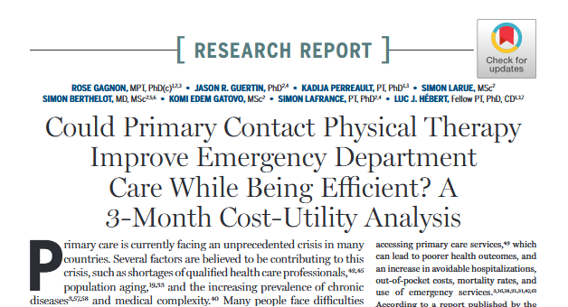 JOSPT's tweet photo. Can the addition of #PhysicalTherapists in emergency departments reduce expenses for the public payer and society, and improve health-related quality of life 🤔
This NEW #Trial published in @JOSPT set out to find out ➡️ https://t.co/PTJkZDmHb8
#yourJOSPT #FirstContactPhysio https://t.co/ZY23YdzVFo