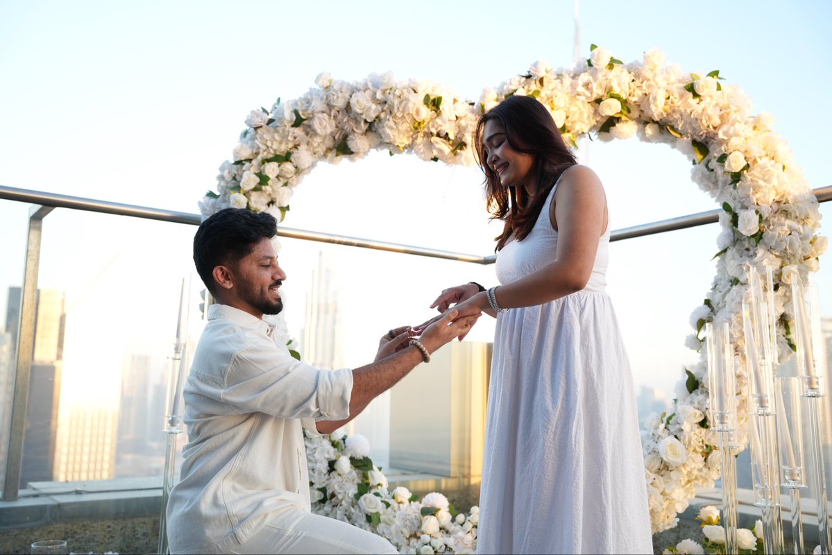 dani_trupti's tweet photo. getting married to my best friend @Yax22 

this sweetest boy proposed me like movie ! 

asked me to get done my nails , got me dress and matching shoes 

Took me to this only private roof top of Downtown 

He was preparing this since months and i cried out of overwhelming joy. 

i luvvvv youuu @Yax22 you are magic