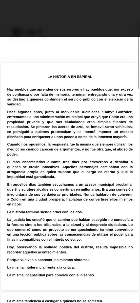 DefensorC3's tweet photo. La historia en espiral se repite en @ColonAlcaldia Una triste realidad que sumerge la entidad en profunda crisis financiera. #municipioquebrado https://t.co/i74zD9Rj1o