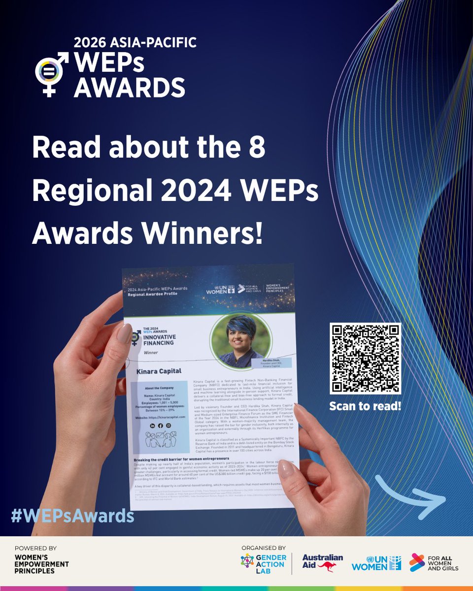 unwomenasia's tweet photo. Thinking of applying for the #WEPsAwards?
Get inspired by the 2024 Awardees and the initiatives that led to their success: https://t.co/t1EHK312ex
Join our information session on 23 June, 11:00–12:00 GMT+7, to learn more: https://t.co/oNkK0KZ7O1
#WEPs #GenderActionLab https://t.co/y58KOCUPLK