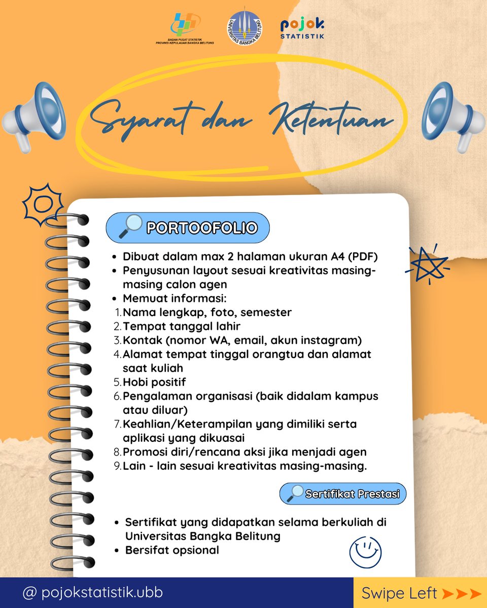 fe_ubb's tweet photo. 📍REKRUTMEN AGEN STATISTIK POJOK STATISTIK UBB 2026/2027📍  Halo Sobat Data!! 👋🏻  Siang-siang minum es selasih 🍹 Ehh bentar-bentar, ada yang baru nihh 😱  Pojok Statistik UBB kembali membuka pintu buat kamu untuk bergabung menjadi bagian dari agen statistik periode 2026/2027 ✨ https://t.co/cpfziOsPqn