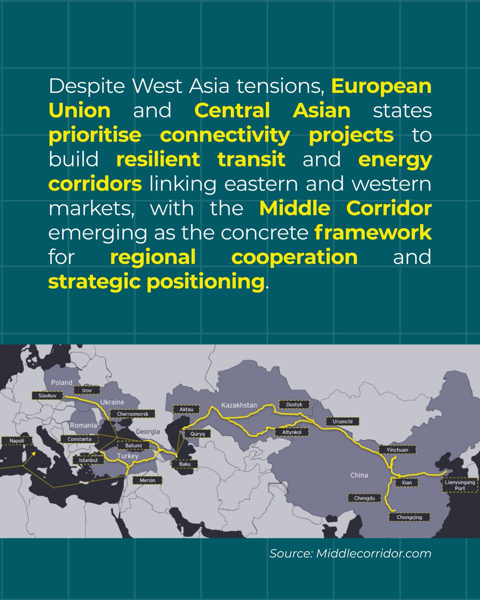 NATOFoundation's tweet photo. The Middle Corridor is becoming a key link between Central Asia and Europe, driven by major investments and deeper regional cooperation.
But its long-term success will depend on preserving stability across the Caspian region.
🔗 Read Indeo's latest #StrategicTrend – link in bio. https://t.co/nw5R8XIapv