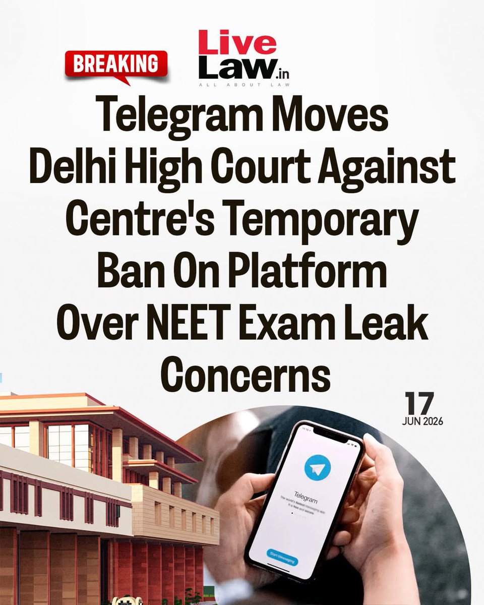 iamimranmollah's tweet photo. Telegram has moved the Delhi High Court against the Centre’s temporary ban proposal over NEET exam leak concerns.

The controversy has sparked a wider debate on whether banning an entire platform is the right solution, or if the focus should be on tracking down and punishing the individuals actually involved in the leak.

#NEET #Telegram #DelhiHighCourt #education_system