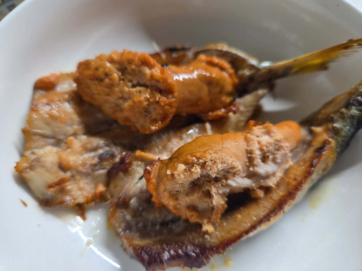 gera467's tweet photo. イワシのコースやってる
明太子焼きとイワシハンバーグ
イワシとは思えない油の量 https://t.co/sjmtpq1gUw