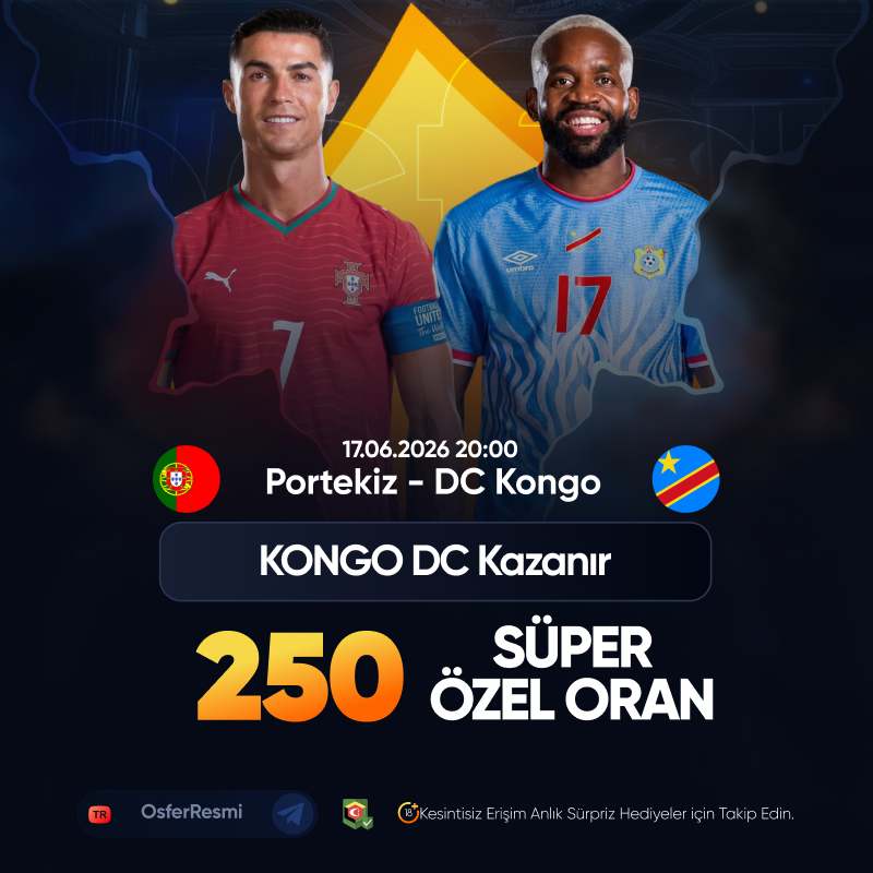 xBetosferTR's tweet photo. PORTEKİZ ⚔️ DEMOKRATİK KONGO 

👍 DEMOKRATİK KONGO KAZANIR.

✨ GERÇEK ORAN : 13.00

🎉 ÖZEL ORAN : 250.00

➡️ Özel Orana Git (https://t.co/eFCUtHjGUy)

✔️ https://t.co/iwD2RCYCYJ https://t.co/H2PR3dOzZx