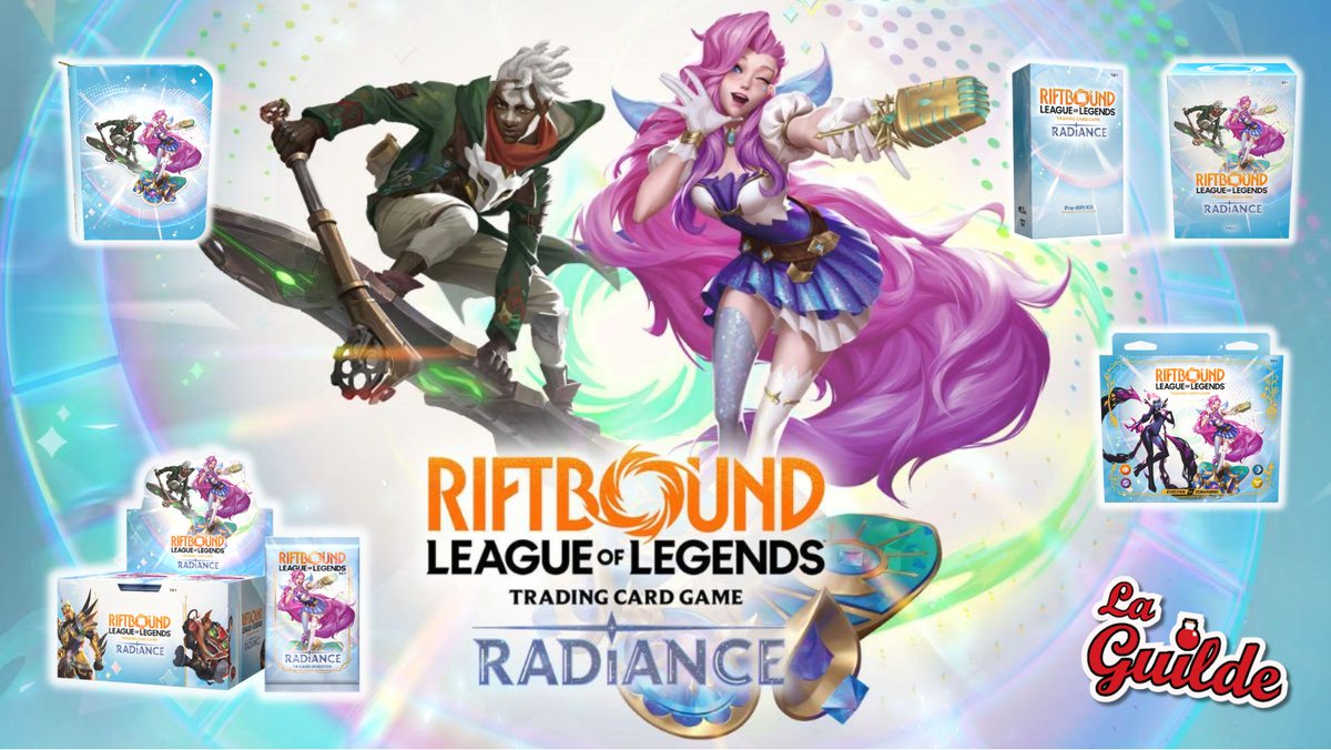 LaGuildeAB's tweet photo. Les précommandes, en anglais et en français, pour le 5ème set de Riftbound 'Radiance' sont ouvertes jusqu'au 24 juin.

Evènements avant-première le week-end du 16 octobre et sortie officielle le 23 octobre. https://t.co/afawNpDhuH
