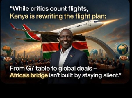Shantelsheeru's tweet photo. Critics see jet fuel. Kenya sees jet fuel for growth. G7 isn't a vacation — it's Kenya stepping up as Africa's undisputed powerhouse.

Akina wamunyoro and Co.  wanaona politics za murima tu. https://t.co/CorFZMgogE