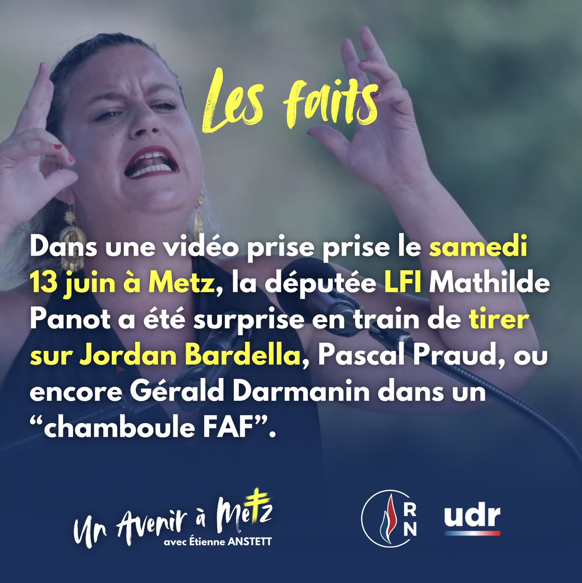 etienne_anstett's tweet photo. Mathilde #Panot épinglée pour incitation à la haine à #Metz ?

Faire d’élus et de journalistes les quilles d’un «  chamboule-tout » pour les « dégommer » c’est accoutumer les esprits à l’idée qu’un homme puisse être une cible. Depuis 20 ans, l’extrême gauche a remplacé son électorat sans jamais changer de nature : la violence demeure son seul atavisme.

#lfi #rn #udr @jordanbardella @pascalpraud @mathildepanot