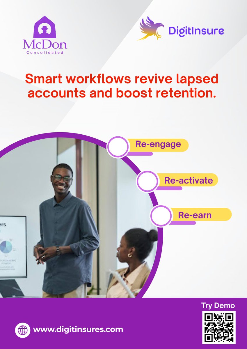 themcdonn's tweet photo. Stop revenue leaks. Smart workflows revive lapsed accounts and keep clients longer.

Demo Link: https://t.co/hO2abbrWMB

#Mcdon #digitinsure #RevenueGrowth #CustomerRetention #InsurTech #DigitalTransformation #SmartSolutions #FutureOfInsurance  #brokers #ntu #inactivepolicies https://t.co/4AbyDwRdMy
