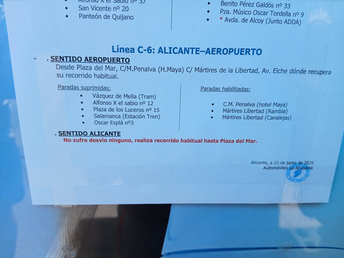 KironReid's tweet photo. @Alicante_City Alicante Tourism: Un gran número de turistas (españoles, austriacos, británicos, escandinavos) andan perdidos debido al desvío del autobús C6 del aeropuerto. Por favor, envíen la ruta alternativa a Google Maps. https://t.co/0jF0Gn2okx