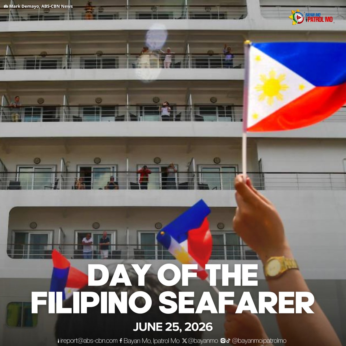 bayanmo's tweet photo. SA BAWAT PAGLALAYAG, MAY SAKRIPISYO
 
Ngayong Day of the Filipino Seafarer, kinikilala ang dedikasyon ng mga seafarer o marino para sa kanilang katatagan at mahalagang papel sa pandaigdigang kalakalan.

#BMPM https://t.co/j31hM8aDQa