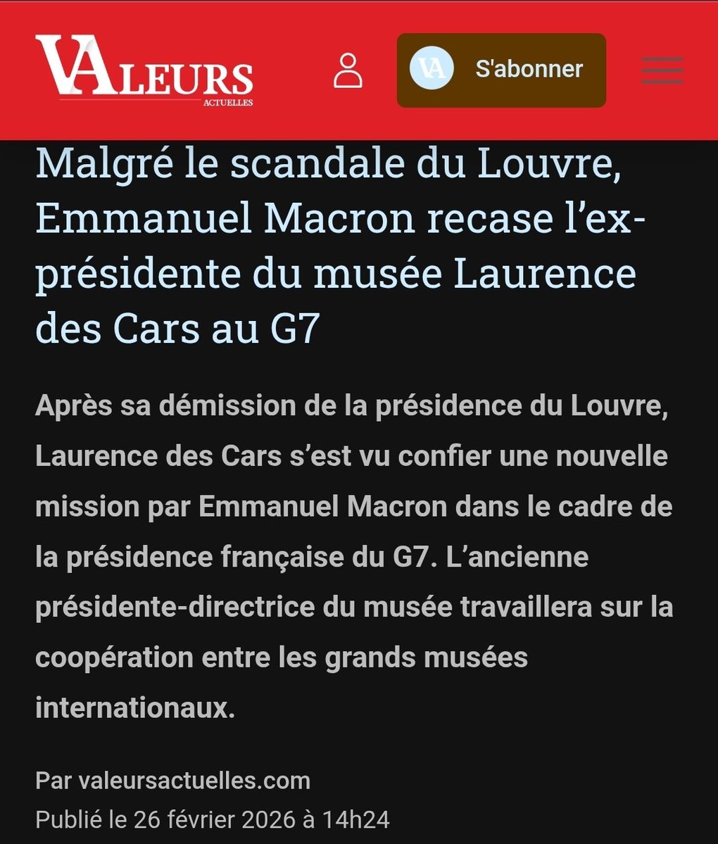 Elsasser_Witz's tweet photo. #cnews #bfmtv #lci #franceinfo @afpfr @France24_fr ⤵️
Oui mais son ancienne directrice, qui a laissé le Louvre se détériorer au point qu'il a pu être CAMBRIOLÉ, s'en tire bien, et même très bien, #Macron l'ayant recasée !
Elle est pas belle la vie en #Macronie ?
2027, vite ! https://t.co/sGqhEQw2FN