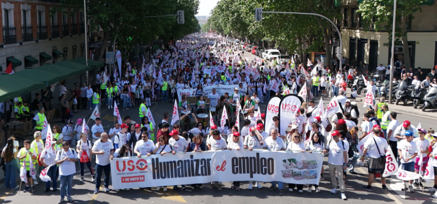 SindicatoUSO's tweet photo. ✊📢 Tras el #13Congreso, #USO renueva sus reivindicaciones.

💪 Salarios dignos, empleo estable, igualdad, servicios públicos fuertes y más protección social.
🤝 Independencia, compromiso y defensa de los trabajadores.
🔗 https://t.co/ZBS9Klq7Ac https://t.co/wEwhlAQ60G