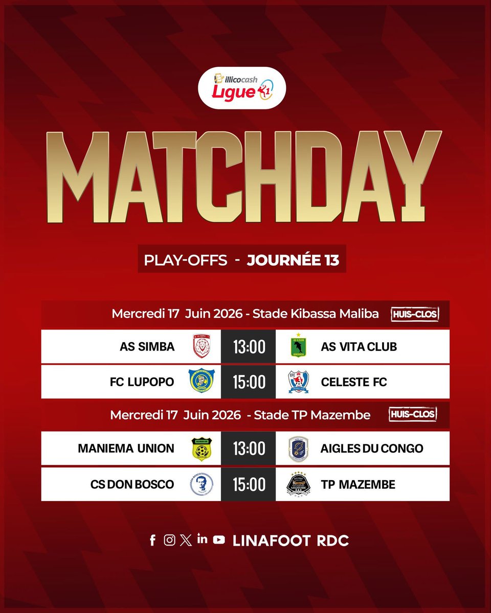 FTychique's tweet photo. Une Journée décisive pour La Linafoot 
L’avant-dernier journée cruciale pour la course au titre 

Les Aigles , Le TP Mazembe et Maniema Union se tiennent en 3 points 

Le suspense est total en cette fin de saison https://t.co/8mwh7AjLTR
