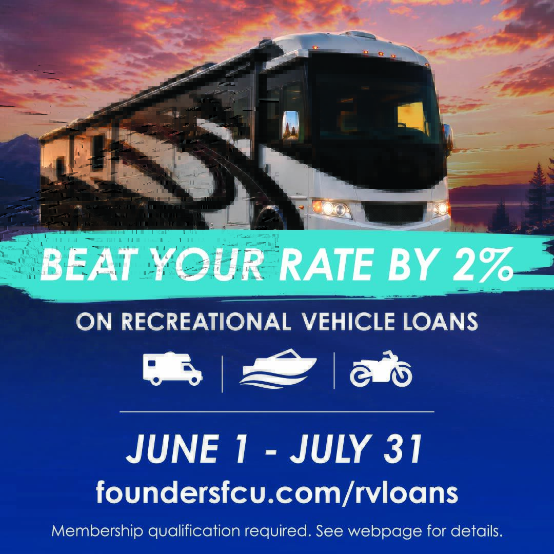 foundersfcu's tweet photo. Fuel up for summer with Founders Federal Credit Union! Whether It's an RV, motorcycle or boat, you can enjoy special rates on Recreational Vehicle Loans and we'll beat your current rate by 2%. Visit https://t.co/X8VLOFGyZk for details. https://t.co/OzOSQOLltC