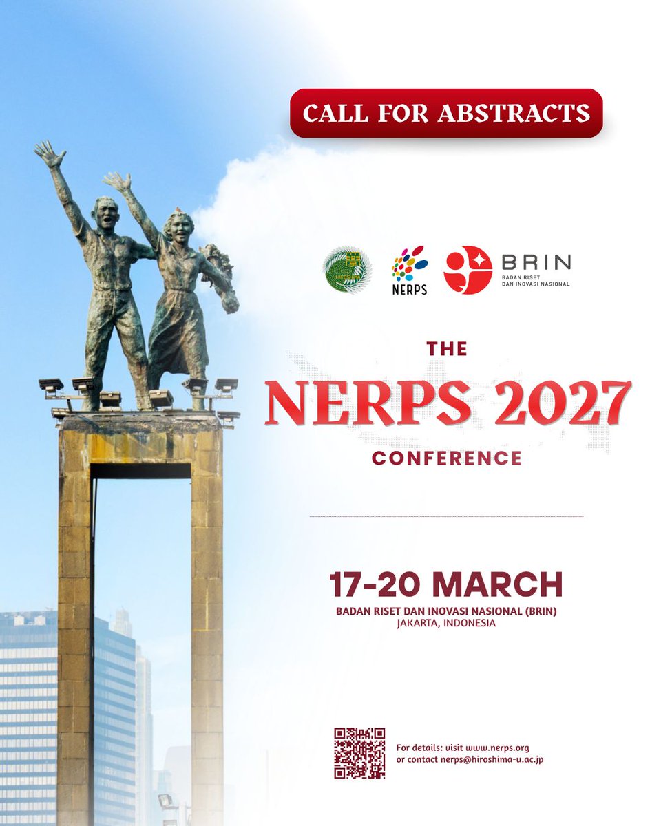 NERPS_jp's tweet photo. 📢 NERPS 2027 国際会議（ジャカルタ）発表要旨募集のお知らせ

広島大学の平和・持続可能性に関する教育・研究ネットワーク（NERPS）は、インドネシア国家研究イノベーション庁（BRIN）と共同で、第6回NERPS国際会議を開催します。 https://t.co/65maFub4qE
