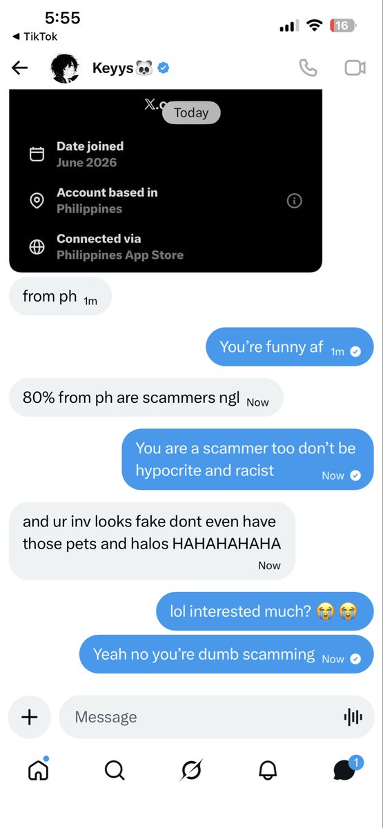 urbabenatasha's tweet photo. Okay be aware that this 🐷🐷is a mad desperate scammer, don’t trust their MM/MW it’s their ALT or IRL scamming friend and all their proofs are fake and they’re mad and desperate and racist aswell lol, let’s get this monkey down and get em banned in both games https://t.co/SfepoPgh4k