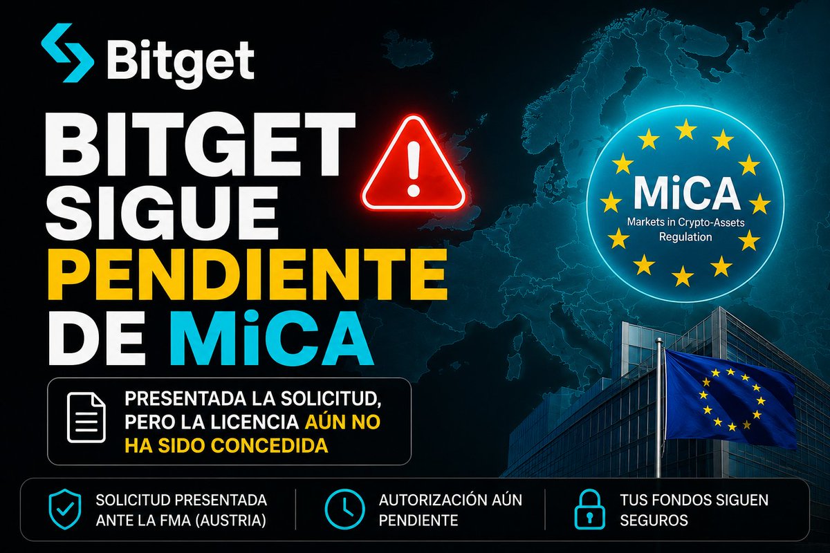 LokiCripto's tweet photo. 🚨 Bitget confirma que sigue sin licencia MiCA en la Unión Europea
Bitget acaba de comunicar que ha presentado su solicitud ante la autoridad financiera de Austria (FMA) para obtener la autorización MiCA, pero deja claro que la licencia todavía no ha sido concedida.

¿Qué significa esto?
🔹 Bitget EU aún está pendiente de aprobación regulatoria.
🔹 La compañía afirma que, una vez obtenida la autorización, operará bajo el marco MiCA en la UE.
🔹 Mientras tanto, los usuarios continúan utilizando los servicios de Bitget Global bajo las condiciones actuales.
🔹 Bitget insiste en que los fondos de los usuarios siguen siendo accesibles y seguros.

La llegada de MiCA está cambiando por completo el panorama de los exchanges y de la industria cripto en Europa. Muchos proyectos, plataformas y servicios tendrán que adaptarse a un entorno regulatorio mucho más exigente.

La pregunta es:
¿Creéis que MiCA aportará más seguridad al sector o que terminará limitando la innovación y el acceso a determinados proyectos?

#Bitcoin #Crypto #MiCA #Bitget #Blockchain #Criptomonedas #LokiCripto