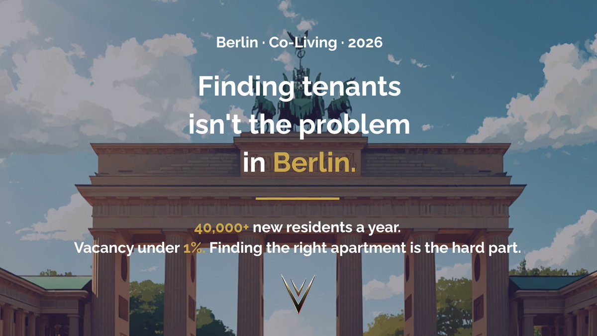 IreBerlin's tweet photo. Berlin adds 40,000+ new residents every year.
New housing supply? Nowhere near enough.

Vacancy rate: under 1%.
Co-living demand: higher than ever.

For investors, this means one thing:
tenants are not the problem. Finding the right apartment is.

That's what we do.

#Berlin #CoLiving #RealEstate