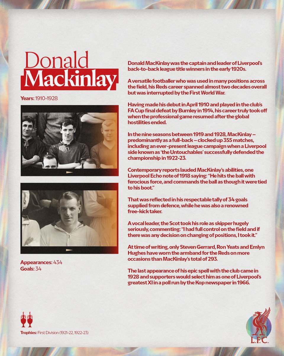 LFC's tweet photo. Liverpool’s Greatest - No.52: Donald Mackinlay 🙌