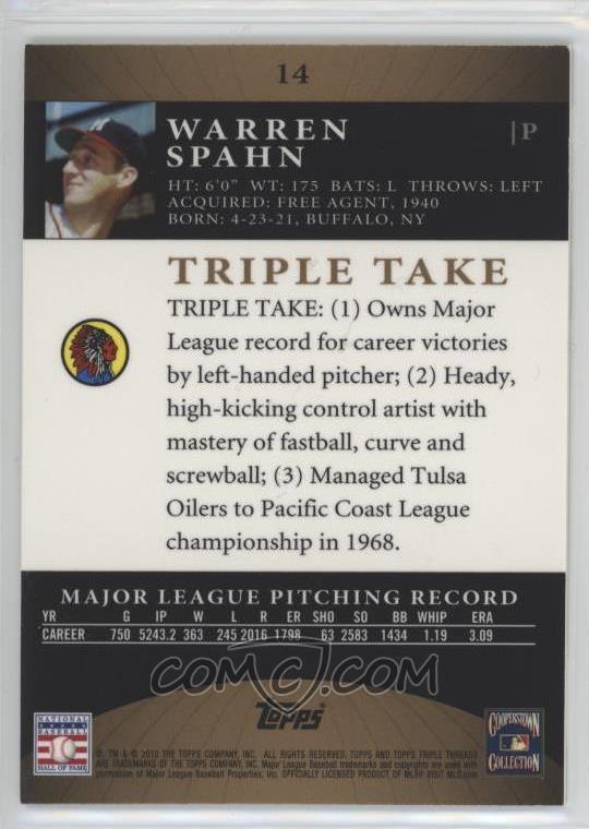 LimitedCards's tweet photo. ✨LOW #'D HALL OF FAME SPORTS CARDS!✨

⭐️ Our most recent sale on @CheckOutMyCards:

2010 Topps Triple Threads Gold #14 Warren Spahn HALL OF FAME SERIAL NUMBERED #3/99

Milwaukee Braves MLB

💰 SOLD FOR $20.18 💰

Much more available on COMC here:
https://t.co/93pE9IYmzA
and on eBay:
https://t.co/fcsLkpQl3g

#COMCLast5 #COMCMailday #TheHobby

@3bangerbreaks @collec_sport @CousinClark @CrdboyC @DHCards10 @evildrprkchp @FeistSportsCard @GotdemCards @HeathElliott79 @ILOVECOLLECTING @MrBelvitch @PapayonTrading @PositPromoter @RSJRsteel @spcardseller @ThatDude_Hut @thelafleurboys @TheShop_CC @tm1515152005 @ToCollecting @tomdicaprio @vividblue2008