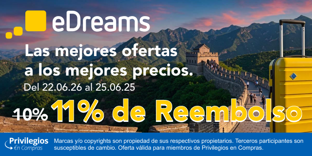 Privicompras's tweet photo. Desde hoy hasta el domingo 28 de junio, todas tus reservas en eDreams realizadas a través de #PrivilegiosenCompras tienen un 11% de reembolso. Aprovecha para reservar tus próximas vacaciones. https://t.co/qztkqICoTx