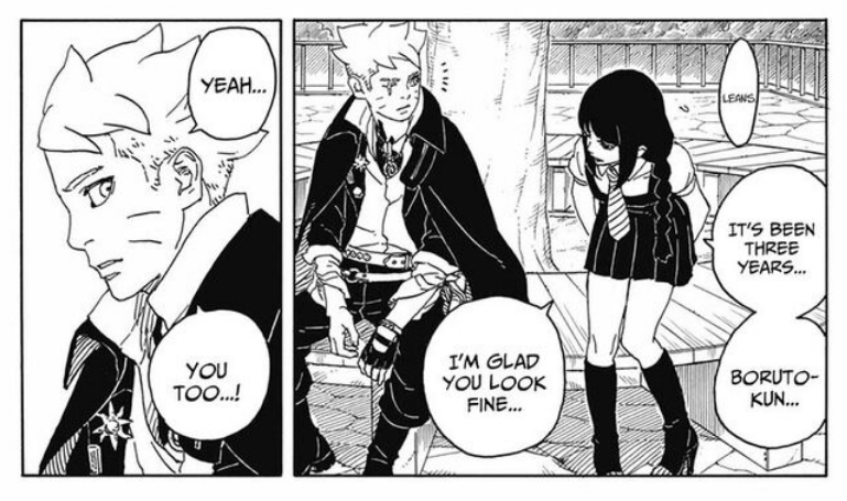 hinasaralawyer's tweet photo. when sumire try to flirt with boruto he's not interested and then the moment he gets the chance he's flirting with sarada 
sorry guys but this man only has eyes for one girl https://t.co/T0Sg1fgmHD