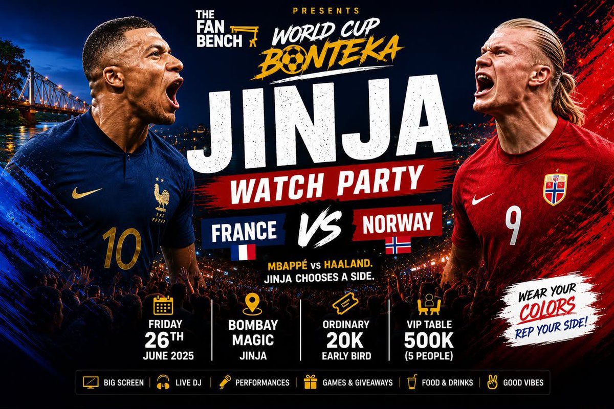 Geraldshon47's tweet photo. Lionel Messi 3 goals
Mbappe 2 goals
Erling Haaland 2 goals.
Now two of these two top scorers are going to face each other on 26th Mbappe vs Haaland. And tickets are 6m in USA but only 100k in Jinja that with your transport thats 2 and flow.
#fanbenchwatchparty #fanbench https://t.co/ib7JNQWow6