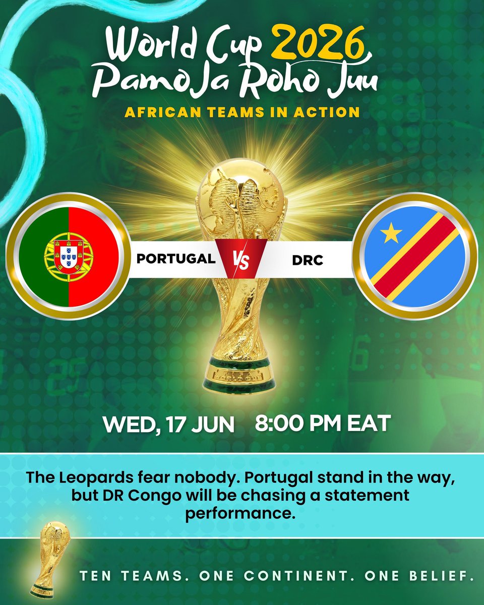 Modoi4088's tweet photo. #PamojaRohoJuu

The World Cup is heating up.

Every point counts. Every result matters. Every match shapes the road to the knockout stages.

From Accra to Kinshasa and Johannesburg, Africa is united by one dream, and when Africa plays, Kenya stands with Africa. https://t.co/05A3OszP70