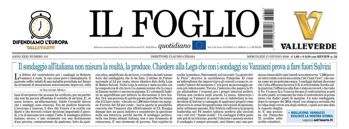 angenaldi's tweet photo. In #Italia la #realtà non conta e non fa contare. È il (bel?)paese delle favole, altrimenti dette ideologie o più propriamente illusioni. Di tante Leopardi fece strage. Utilissimo pertanto il promemoria di @SalvatoreMerlo su #sondaggi e sondaggisti, odierni pifferai. https://t.co/1nuCTPbldG