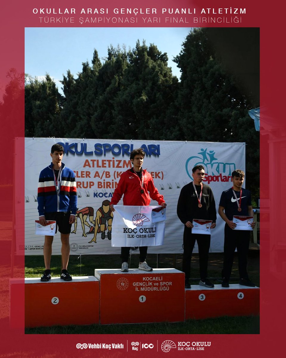KocSchool's tweet photo. Lise Genç Erkek Atletizm Takımımızın öğrencisi Bulut Çakıroğlu, 24–25 Nisan 2026 tarihlerinde gerçekleştirilen Okullar Arası Gençler Puanlı Atletizm Türkiye Şampiyonası Yarı Final müsabakalarında okulumuzu başarıyla temsil etti. https://t.co/yhaq3jJNVH