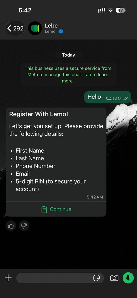trylebe's tweet photo. Meet Lebe, your new financial AI assistant on WhatsApp! 📱

No new wallet needed, it securely links your existing mobile money wallets so you can transfer money, buy airtime, and pay bills just by sending a text, voice note, or image. 

Try it now 👇
https://t.co/o4gRSusCK0 https://t.co/RSxd6PHgNU