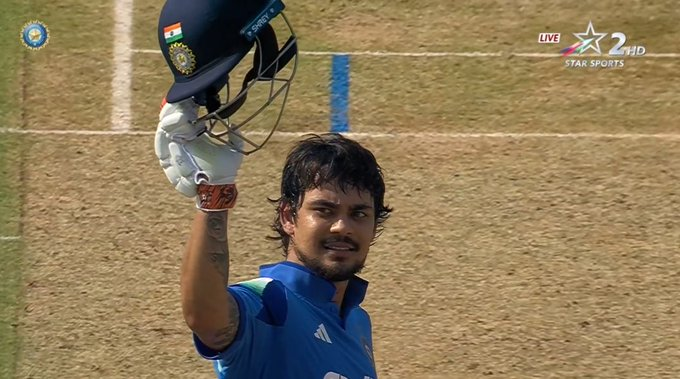 AnujKaReview's tweet photo. Ishan Kishan hits his 2nd ODI century, technically this is  his 1st ODI century.

Earlier he scored a 210 which is his highest ODI score. https://t.co/b4EFAR8Osy