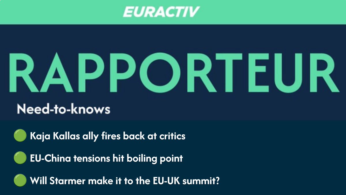 Euractiv's tweet photo. Rapporteur | Wednesday 17 June Your essential EU briefing from @euractiv – here's what you need to know
#EUPolitics #EuropeanUnion #EUSummit #EUForeignPolicy #ChinaEU https://t.co/YMqYafxf0R