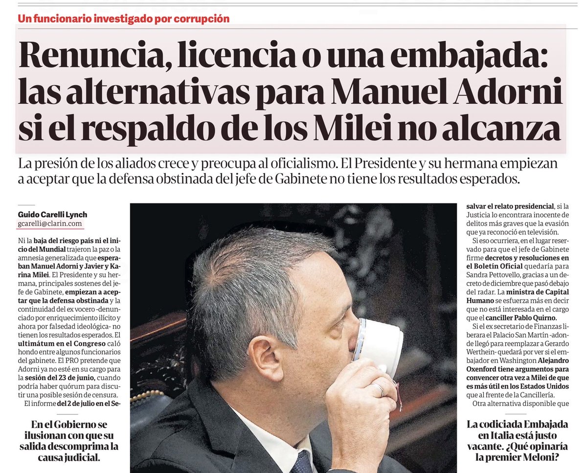 LucaRomero's tweet photo. El único delito de casta que le falta cometer a Adorni es que le den una embajada si lo rajan. Insólito si sucede. https://t.co/ObRM2Aerna