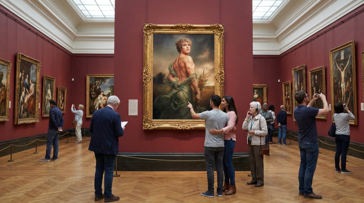 abouttheimag's tweet photo. A contemporary muse in an old-master dream. @OwenLindberg reimagined through Baroque theatricality, Renaissance grace, and the golden atmosphere of František Bohumil Doubek’s Allegorie des Sommers, 1905. https://t.co/ZAKabWDI3R