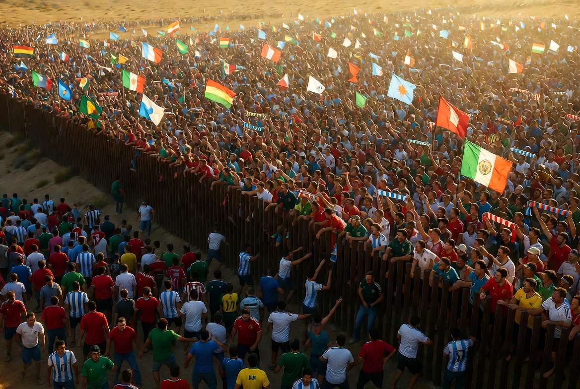 1TexasRednecker's tweet photo. BREAKING
President Trump, has decided to give foreign soccer fans, who love being in America, full citizenship .
All they have to do, is give their return ticket to a democrat. They will also receive BUC-EES, Tex Mex and BBQ, gift certificates.
In addition, their friends and family, that can come across the southern border, will be given amnesty.