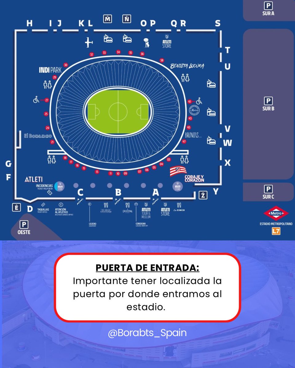 borabts_spain's tweet photo. 📍INFORMACIÓN SOBRE EL ACCESO AL METROPOLITANO Y LAS ENTRADAS

(1/2) https://t.co/CGJotheIaO