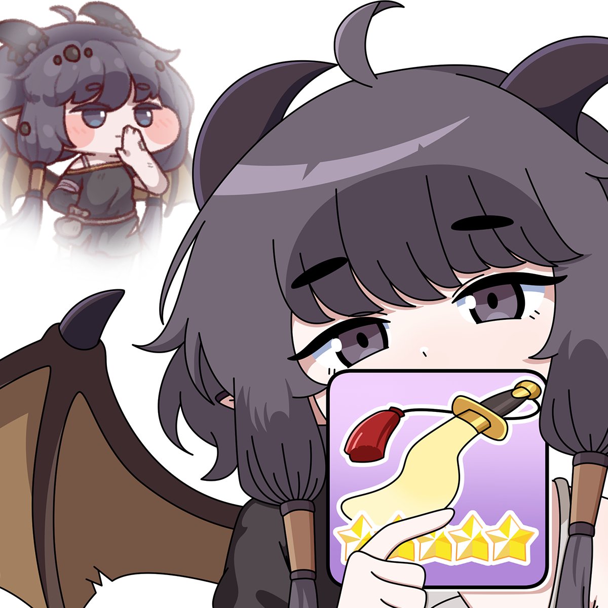 red_blue_ACO's tweet photo. 竜光剣を持ってきてくれそうなギデオンちゃん(擬人化) https://t.co/HAFGHCLak7