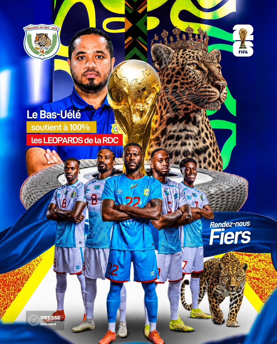 probasuele's tweet photo. 🛑Coupe du monde 2026 : Face au #Portugal, le gouv du Bas-Uélé, Mike-David Mokeni, affiche son soutien total aux Léopards

Le gouv appelle les joueurs à faire preuve de détermination, de courage et de fierté nationale pour défendre les couleurs de la #RDC

🇨🇩 Bendele ekweya te ! https://t.co/OyOm5Ua9D3