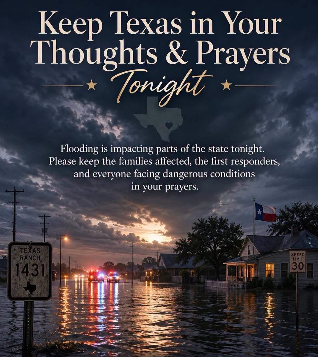 CoffeeGirlTX's tweet photo. π§οΈ Keep Texas in your thoughts & prayers.
Flooding is hitting parts of the state hard. Please keep the affected families, first responders, and everyone facing these dangerous conditions in your prayers.
Texas Strong πͺπ #PrayForTexas #TexasFlooding https://t.co/8F9hqRsv52