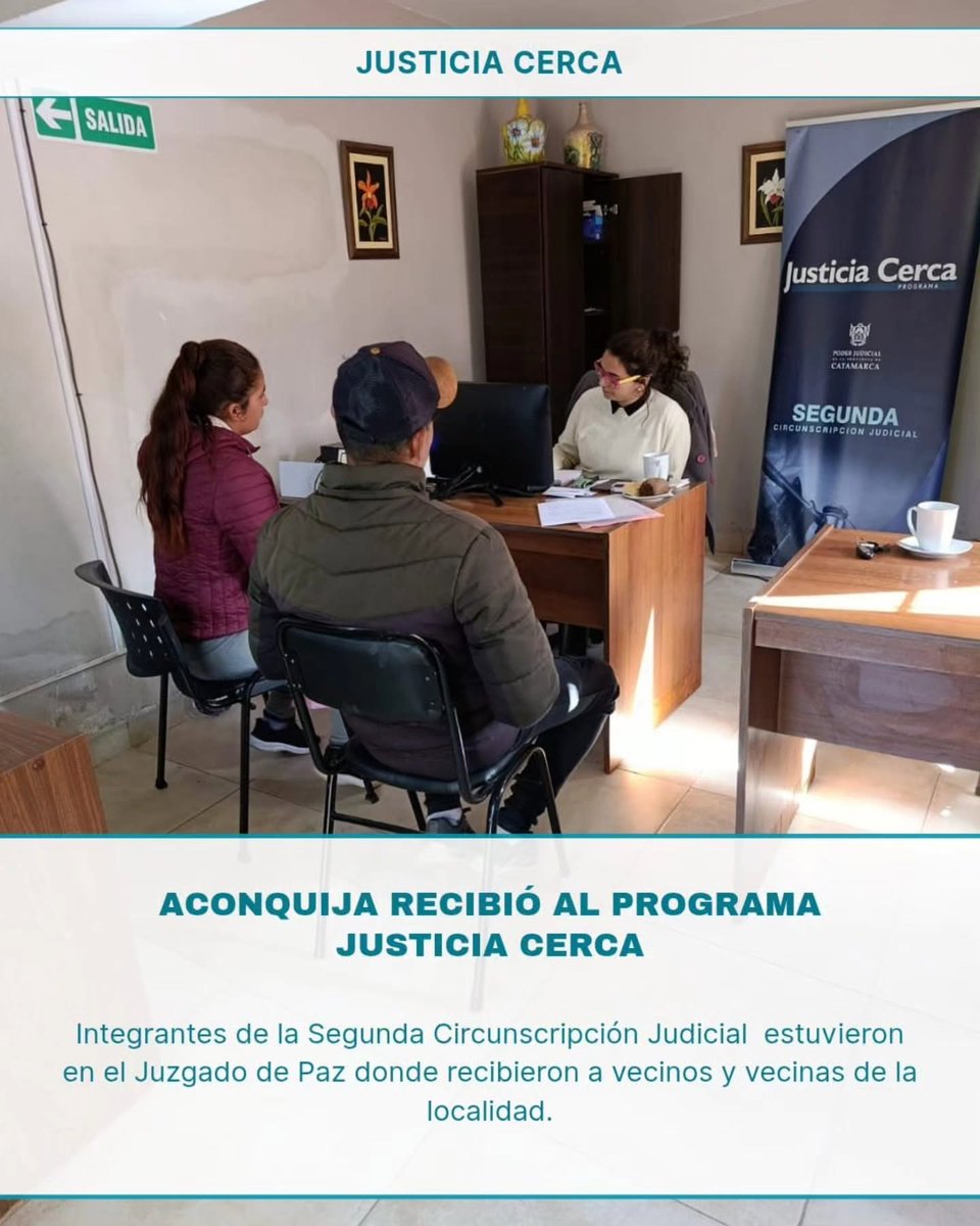 ComunicacionJus's tweet photo. En el marco del programa Justicia Cerca, representantes del Poder Judicial realizaron una nueva jornada de atención y asesoramiento en Aconquija, con el objetivo de acercar el servicio de justicia y facilitar el acceso a derechos de la comunidad. https://t.co/cpJJeORaGH