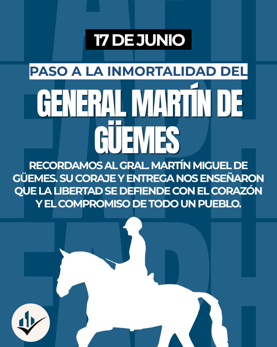foroabogadosph's tweet photo. 🇦🇷 En este 17 de junio recordamos al General Don Martín Miguel de Güemes, protagonista fundamental de la defensa de nuestra independencia y referente de la lucha por la libertad latinoamericana.
#17DeJunio #MartínMiguelDeGüemes #FAPH https://t.co/NHgiYEftlG