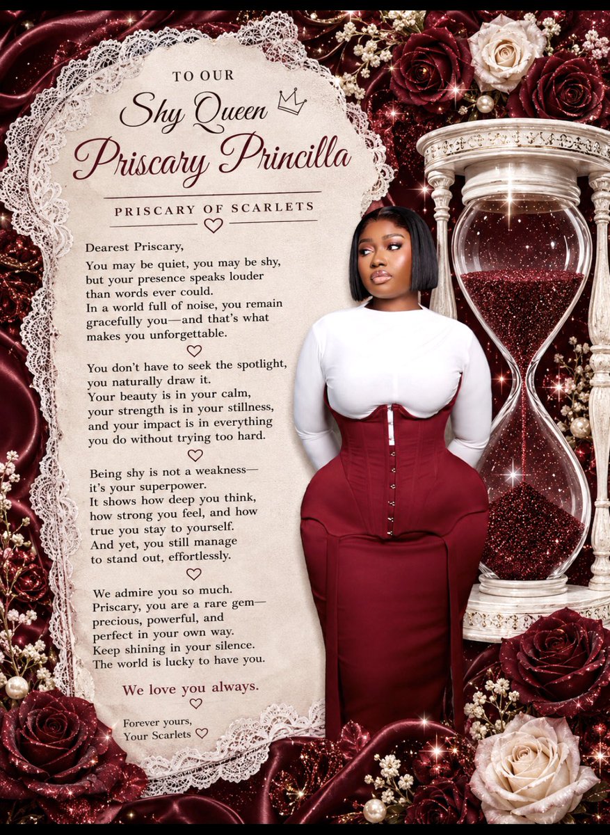LetHerCookPS's tweet photo. A letter to our Shy queen Priscary Princilla⏳🤭❤️

LETTER TO PRISCARY
FOREVER WITH PRISCARY
SCARLETS X PRISCARY
#PrincillaPriscary
#Scarlets https://t.co/dh6L1EZm5h