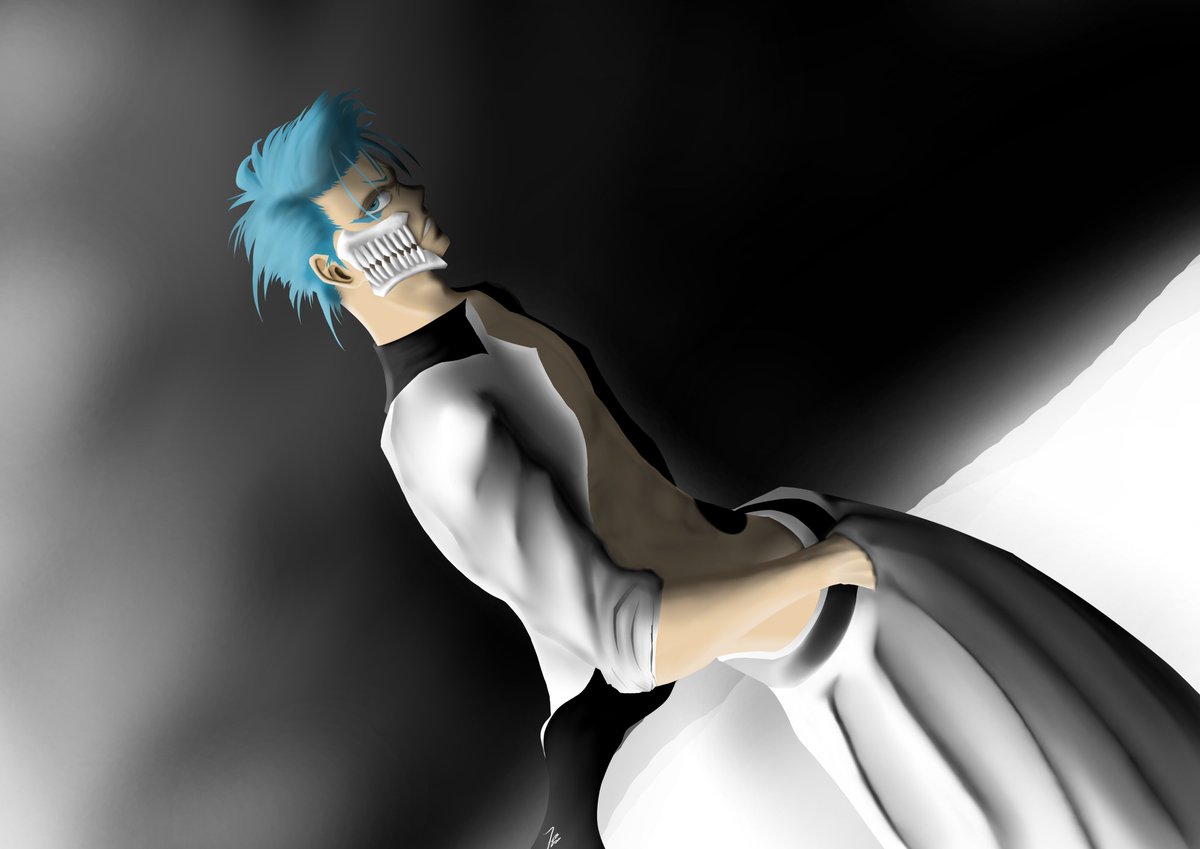 TheSmolPigeon's tweet photo. Grimmjow (Completed 13th September 2025)
Discovered the airbrush and blending tools on Krita
Did not turn out very well https://t.co/y5dWcmtqg3