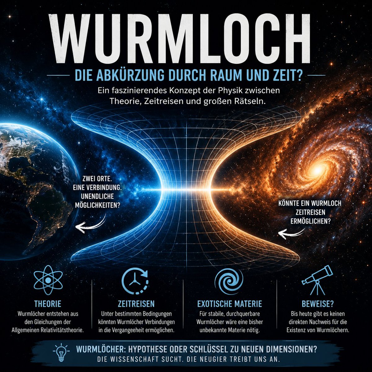 RauneggerBAutor's tweet photo. Wurmlöcher erklärt: Abkürzungen durch Raum und Zeit?

Könnten Wurmlöcher eines Tages Reisen durch das Universum oder sogar durch die Zeit ermöglichen?

Tauche ein in die spannende Welt von Raum, Zeit und den großen Rätseln unseres Universums.
https://t.co/8FlZpHTbkj https://t.co/6McZIIwt1k